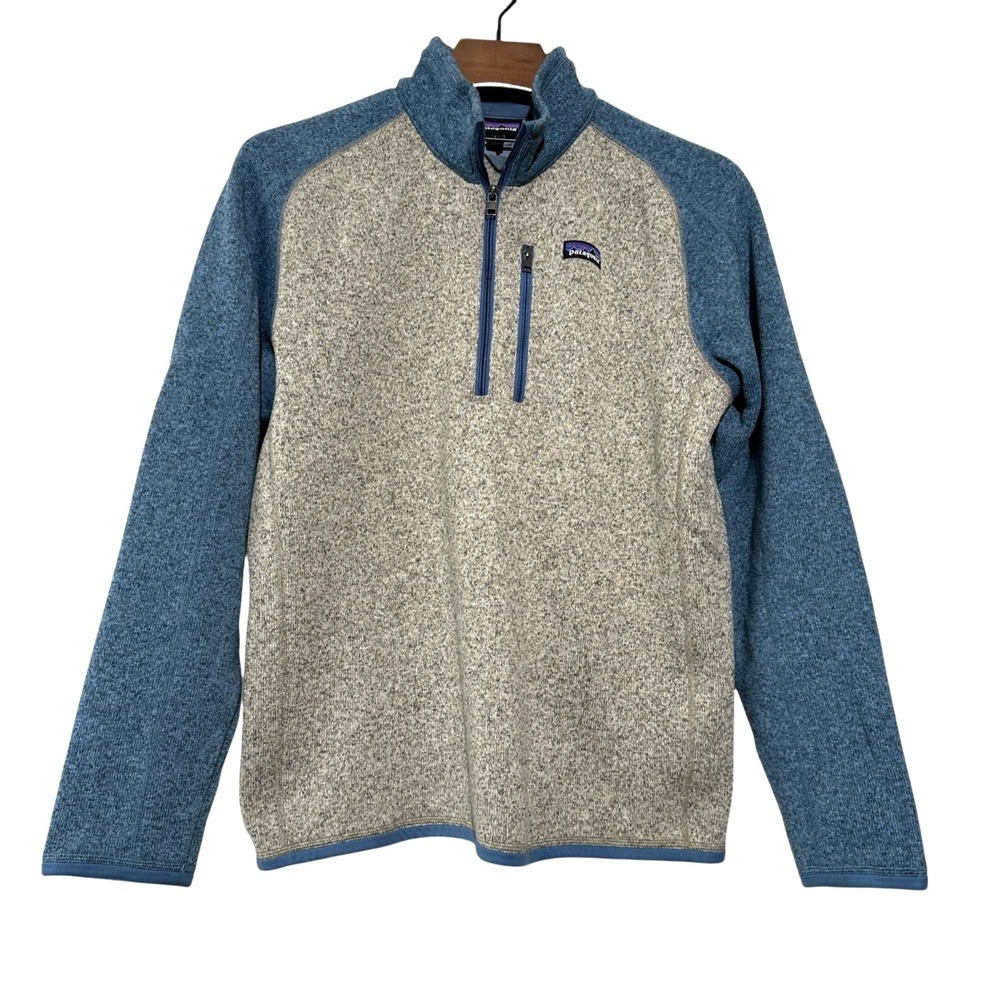 PATAGONIA Men's Better Sweater 1/4 Zip‎ Pullover Stone Pigeon Blue Size Large